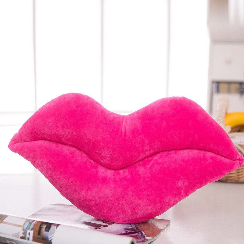 Bomull stora röda sexiga läppar rosa kudde midjekudde heminredning valentine läppform röd fylld kudde: Rosa