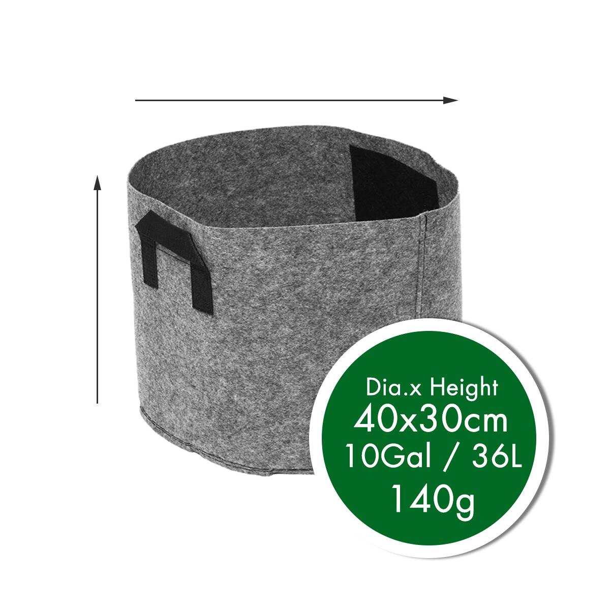 Non-woven Vilt 1-30 Gallon Stof Groeien Zakken Ademend Potten Planter Root Pouch Container Plant Smart Potten met Handvatten Tuin Su: 10gallon 40x30