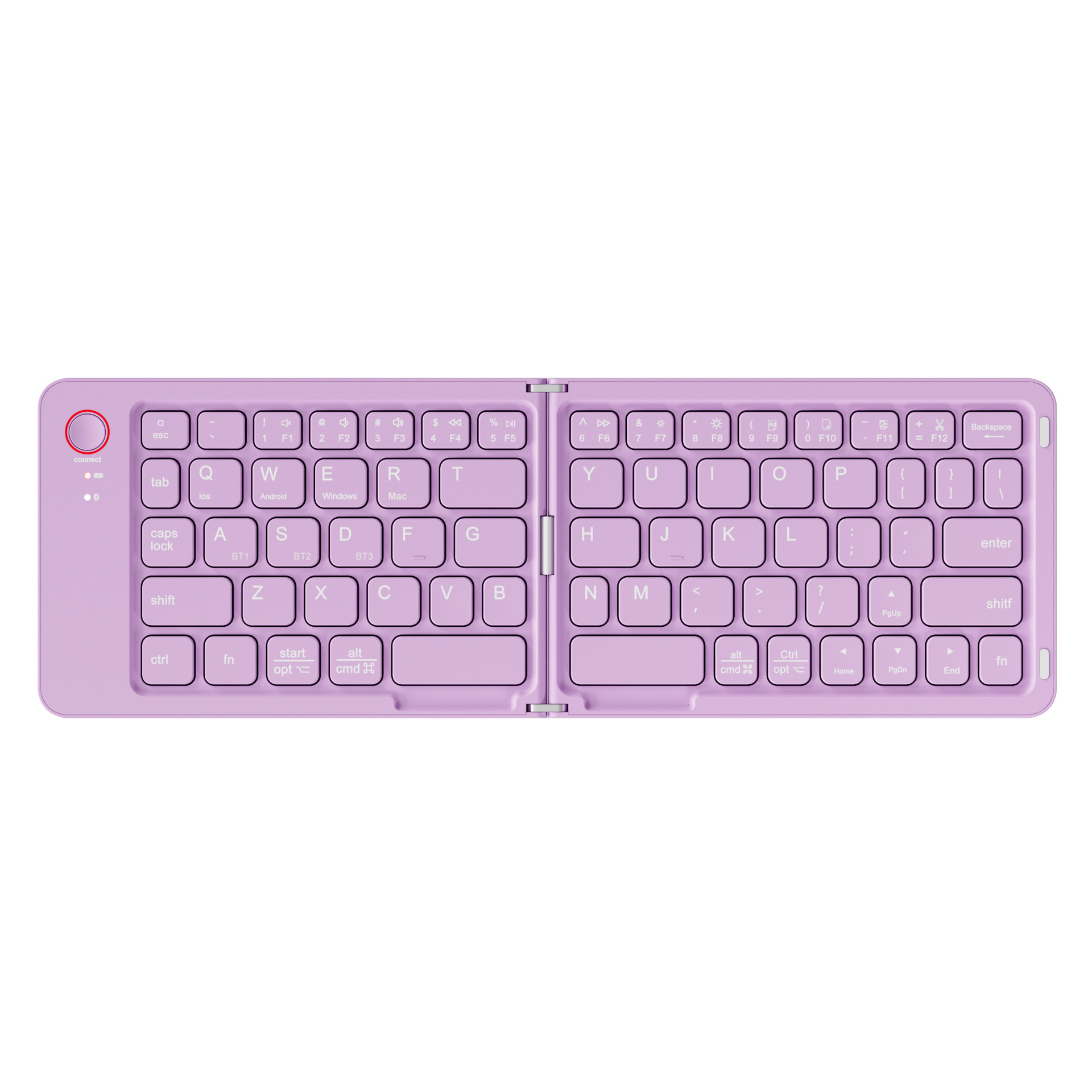 Russisch/Hebräisch/Spanisch/Portugiesisch/Koreanische Klapptastatur Bluetooth-Tastatur tragbar für Tablette iPad PC Android IOS Fenster: Lila / Milch Schalter