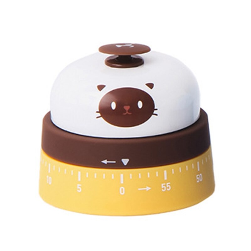 Cute Kitchen Timer Mechanical Reminder Call Bell Button 60 Minutes Countdown Timer for Cooking Reading Baking Tool Kitchen Use: Yellow