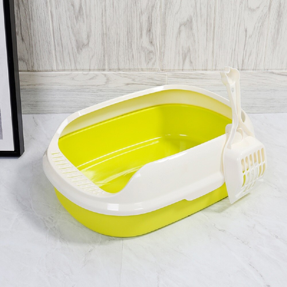 Pettoiletkat kuldkasse cattray teddy anti-splash toilette med kattekuld skovl hvalpekat indendørs hjemmeplast sandkasse: Gul 37 x 30 x 15cm