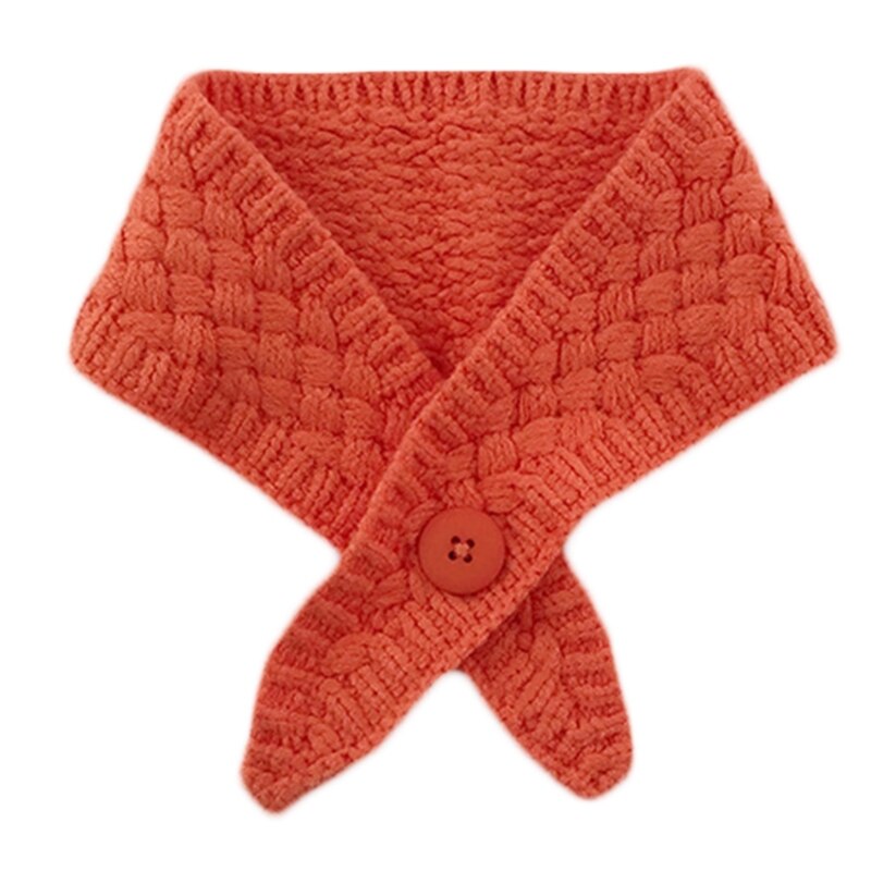 Women Knit Button Scarf Cross False Collar Solid Color Crochet Shawl Wrap Warmer 6XDA