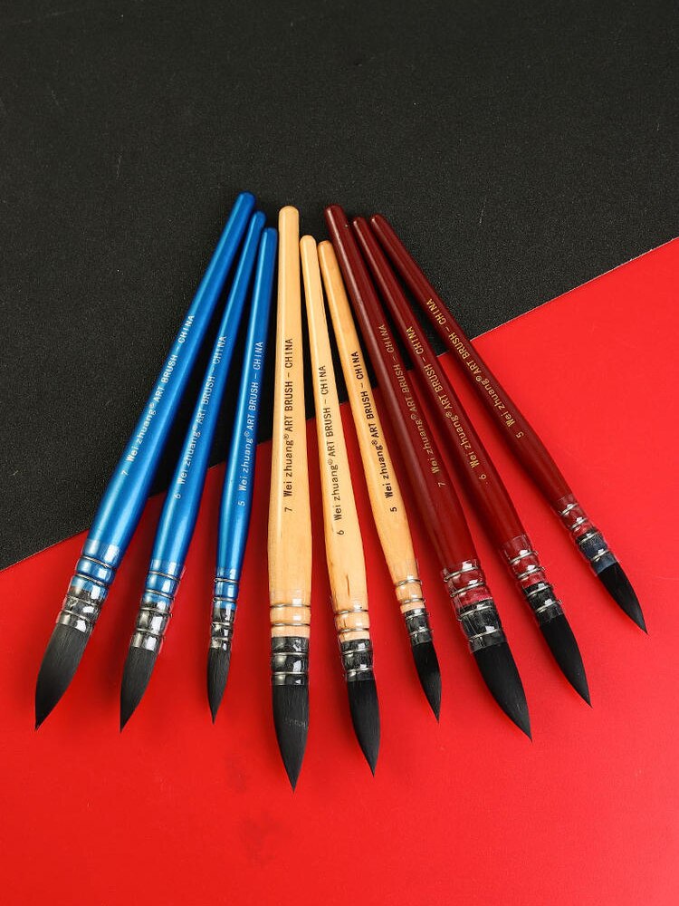 1 pieza de pincel acuarela pincel de madera para pintar a mano, pinceles para pintar la ardilla y el pelo de Nylon agua arte de Color dibujo de Gouache plumas