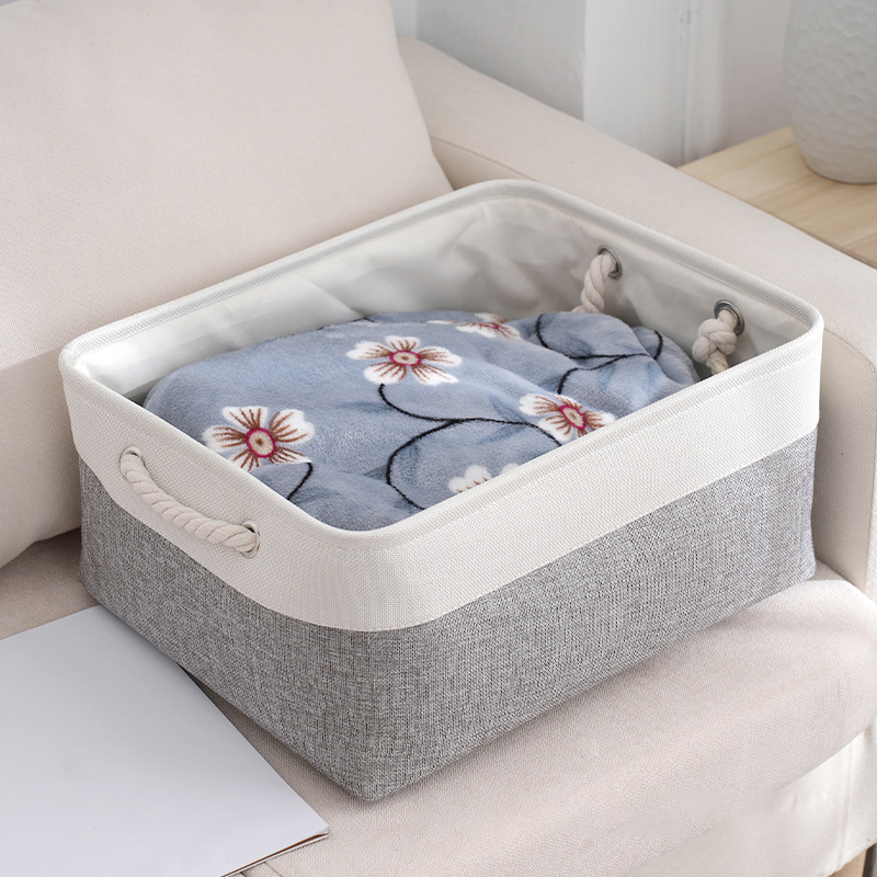 Foldable Fabric Fabric Storage Baskets, with Handles Linen Wardrobe Storage Rack Home Wardrobe Towel Toys Storage Basket: XXL / black