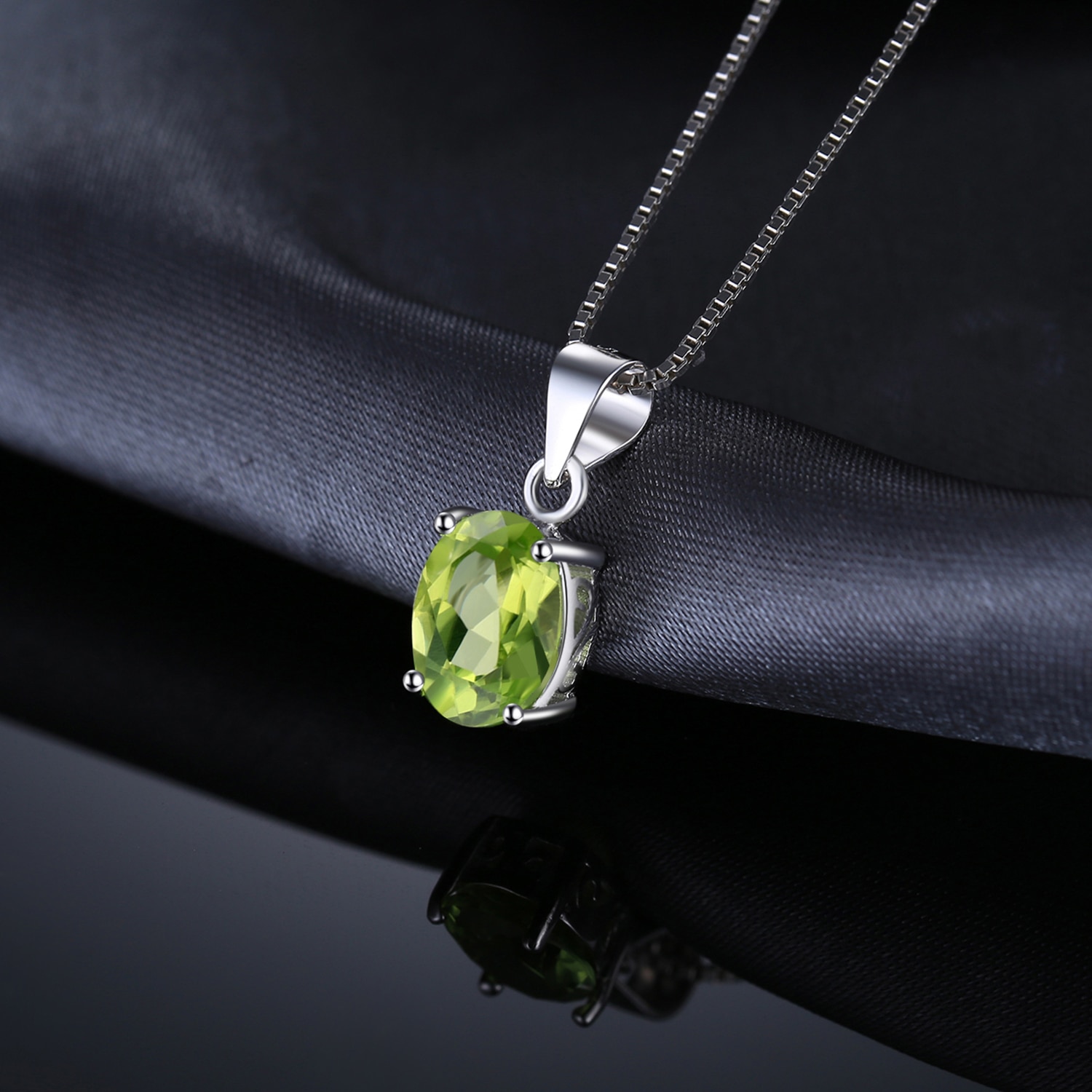 Natural Peridot Pendant Necklace 925 Sterling Silver Gemstones Choker Statement Necklace Women silver 925 Jewelry Without Chain