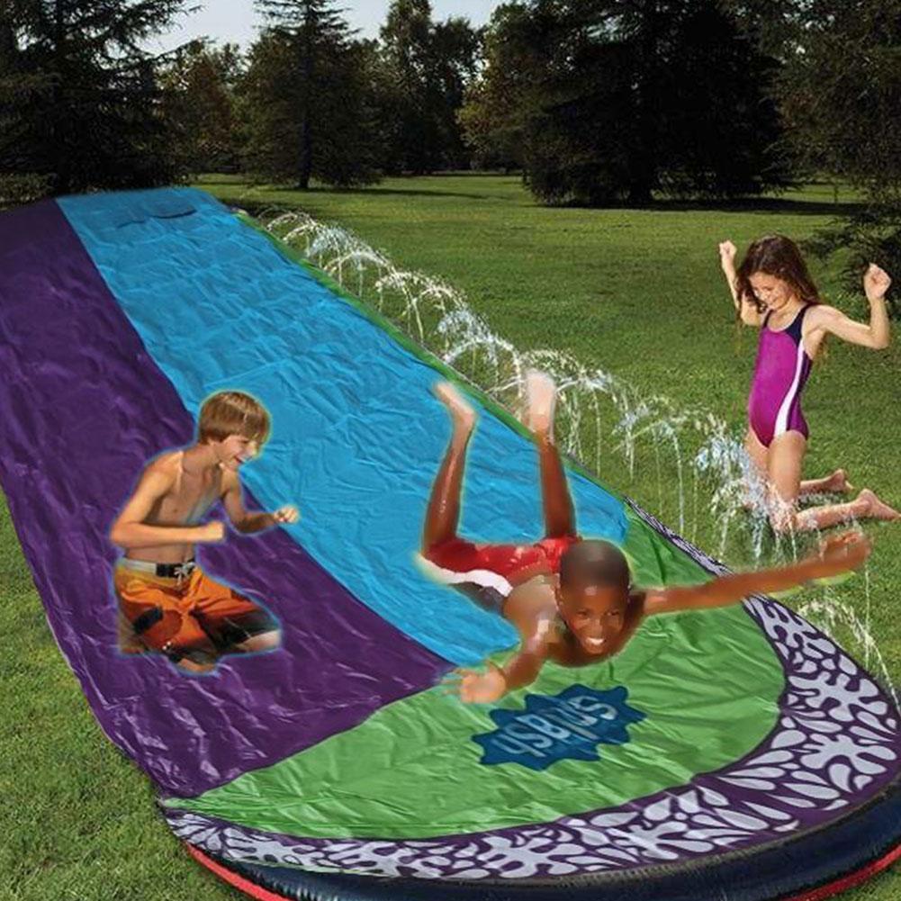 Dubbele Water Slide Mat Opblaasbare Surfplank Zomer Jet Spelletjes Spelen Gazon Water Sport Bed Outdoor Splash Speelgoed Waterskiin N6K0