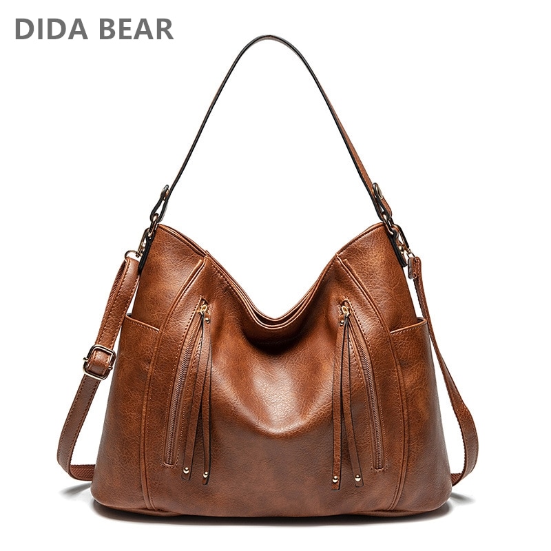 Didabear hobo bag lær kvinner håndvesker kvinnelige skuldervesker vintage store bøtte vesker bolsas femininas sac a main