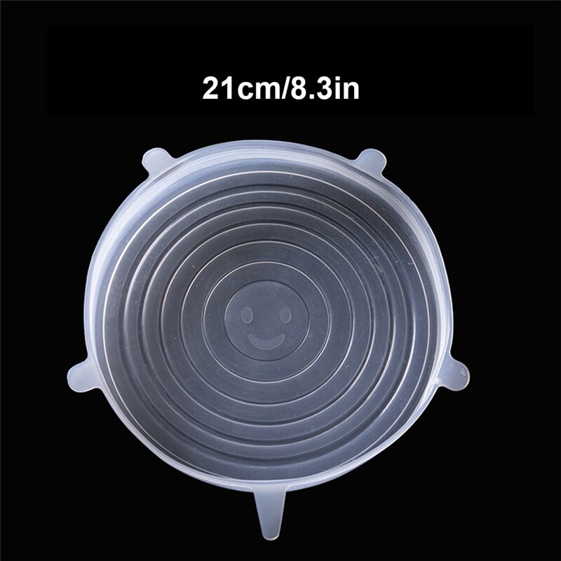 Silicone Cover Stretch Lids Reusable Airtight Food Wrap Covers Keeping Fresh Seal Bowl Stretchy Wrap Cover Kitchen Cookware 6pcs: 1pcs 21cm