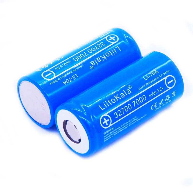 Bateria recarregável liitokala lii-70A 32700 lifepo4, pilha 7000mah 3.2v lifepo4 com parte superior reta para lanterna 32700 bateria