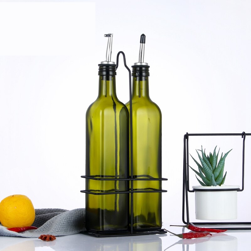 2 Pcs Glass Olive Oil Dispenser Bottle - 500Ml Oil &amp; Vinegar Cruet - Olive Oil Bottle for Kitchen &amp; Storing Liquids