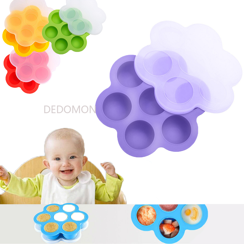 Contenedor de comida para bebé, caja de almacenamiento de frutas y leche materna, bandeja de silicona para congelador, contenedor de comida para bebé, 7 rejillas