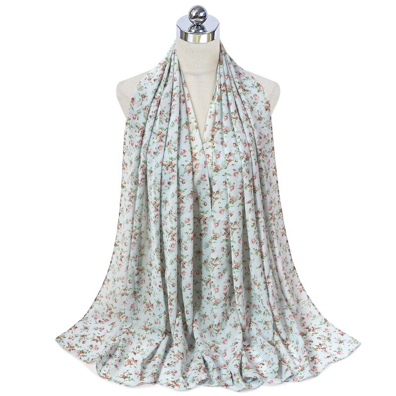 Hijab de gasa con estampado musulmán para mujer, pañuelo árabe para la cabeza, flor, islámico, chales y envolturas, turbantes,: 3