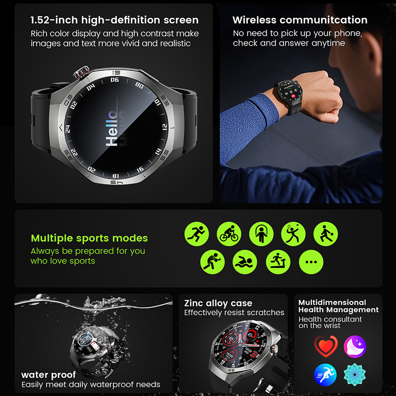 2025new para huawei gt5 pro relógio inteligente masculino hd tela amoled gps trajetória de movimento freqüência cardíaca bluetooth chamada 1.52 "smartwatch ip68