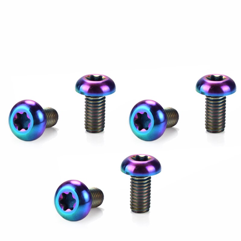 Ti Titan Legierung Bremsscheibe Schrauben T25 Torx MTB Berg Straße Fahrrad Fahrrad Bremsscheiben Ti Bunte Schrauben M5 * 10mm: 6Stck Regenbogen