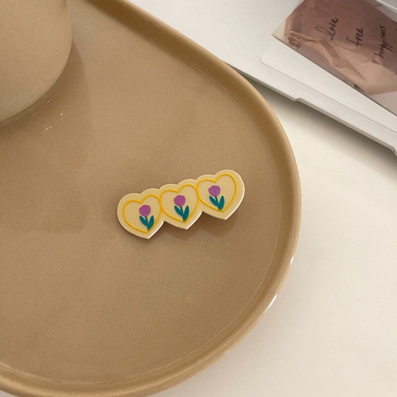 Japan Koreaanse Bloemen Tulp Haarspelden Frosted Candy Kleur Haar Clips Voor Meisjes Kids Hoofddeksels Hoofdtooi Meisjes Kids Haar Accessoires: yellow tulip