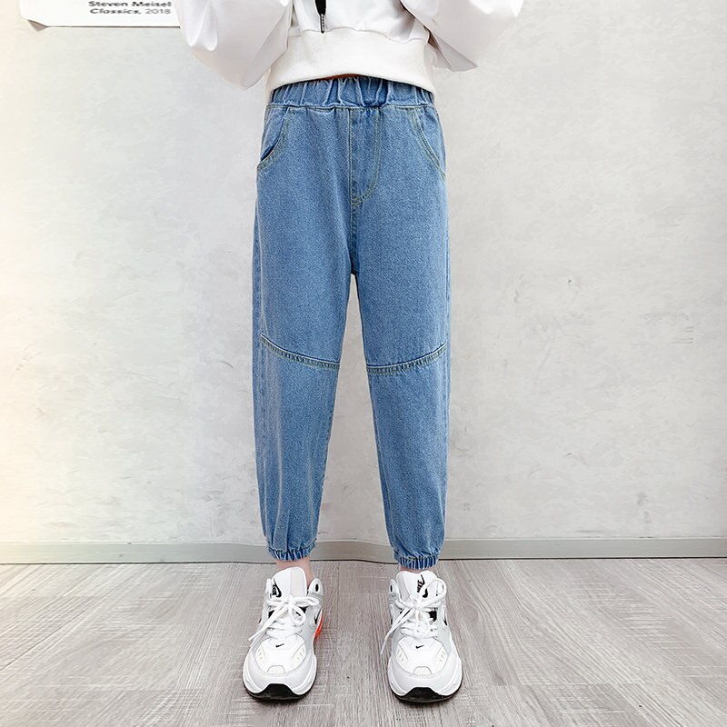 Spring Autumn Loose Leisure Jeans For Girls Children Blue Jeans Sport Kids Female Denim Pencil Trousers 4-13Years Old: 5