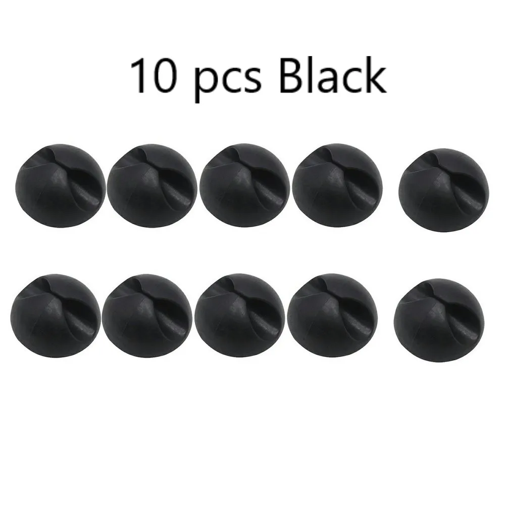 Enrouleur de câble, 10/20 pièces, organisateur de câble, Clip de bureau, support organisateur bien rangé, cordon de fil, téléphone, chargeur USB, support de câble dans la voiture: Black