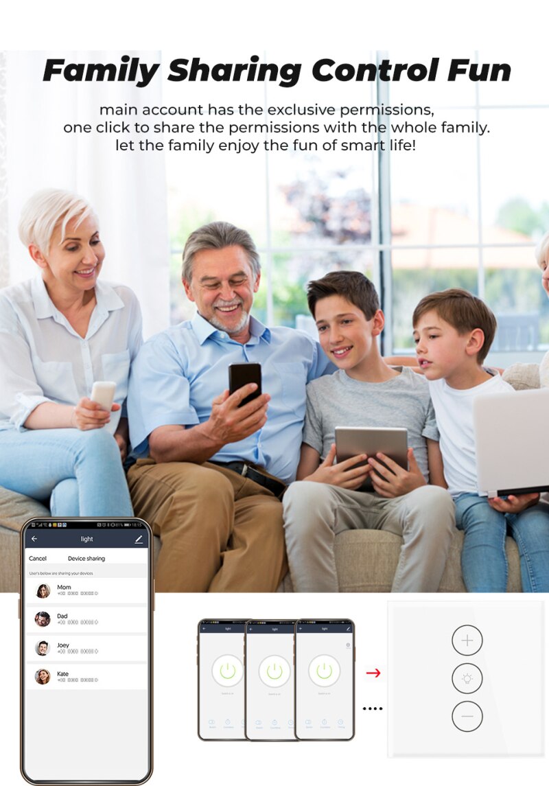 Tuya Smart Life WiFi Wall Panel LED Light Touch Dimmer Switch Remote Control Work With Aelxa Google Home Smart Home Gadgets