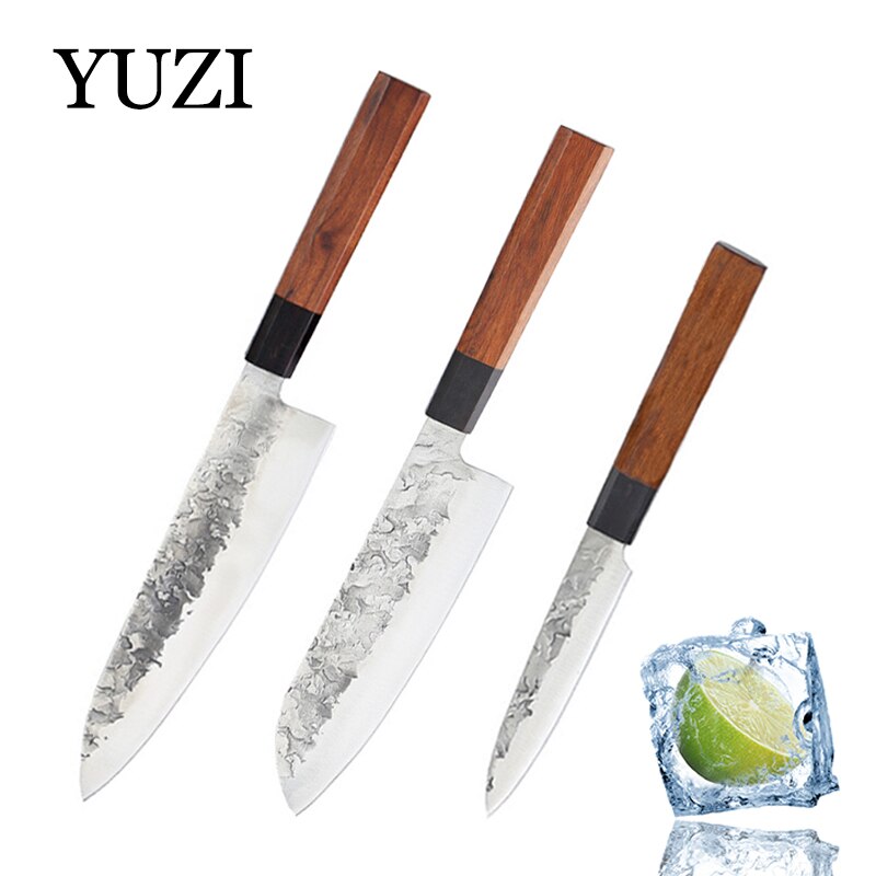 Yuzi Keukenmessen 5Pcs Set Gesmeed Koksmes Set Japanse Kiritsuke Mes Vlees Hakmes Snijden Mes Koken Tool