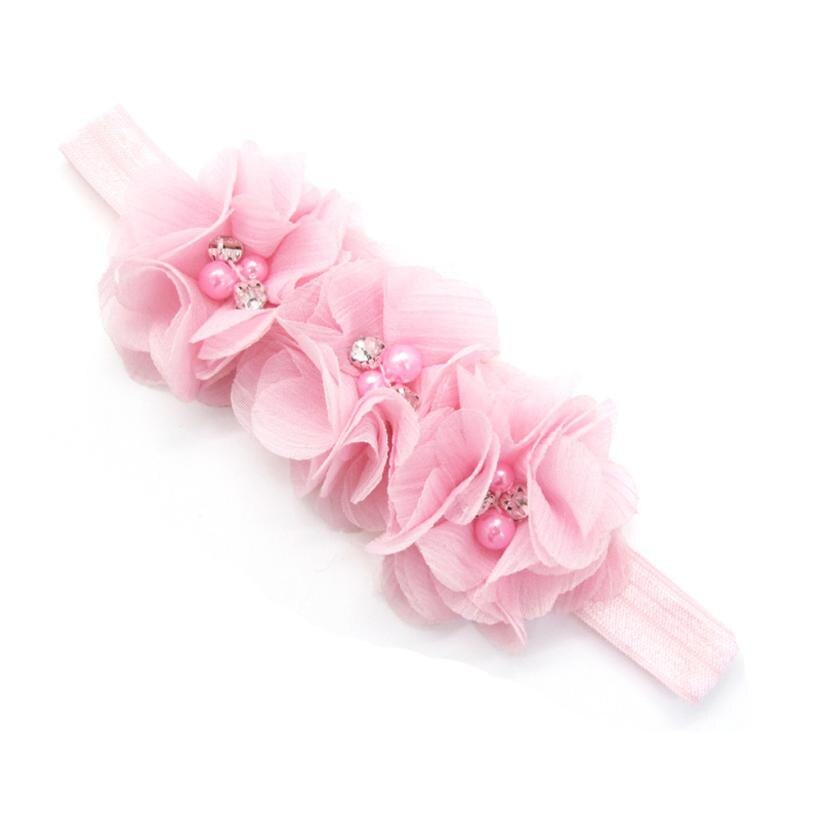 Newborn Toddler Baby Girl Elanewborn photography props hairband tiaras infantistic Headband Chiffon Flower Headband: Pink 