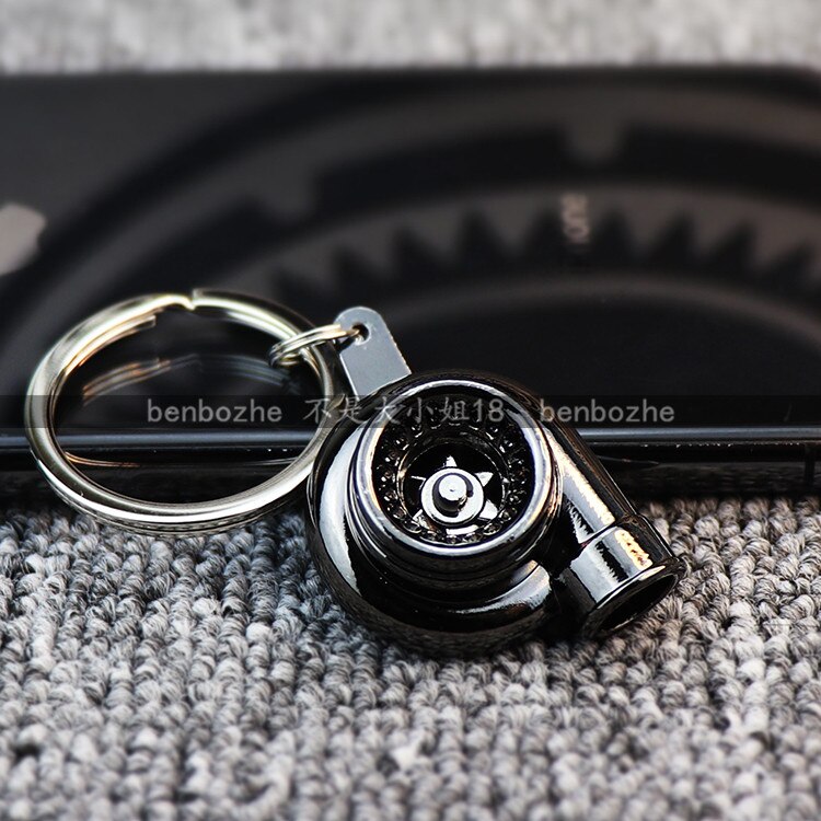 Jdm turbo nyckelring turboladdare nyckelring personlighet män och kvinnor bil nyckelring hänge: Svart