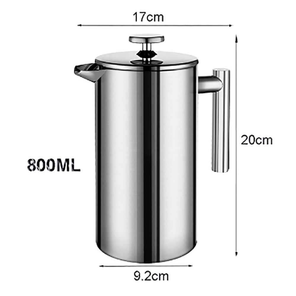 Coffee Maker French Press Stainless Steel Espresso Coffee Machine Double-Wall Insulated Coffee Tea Maker Pot: 800ML