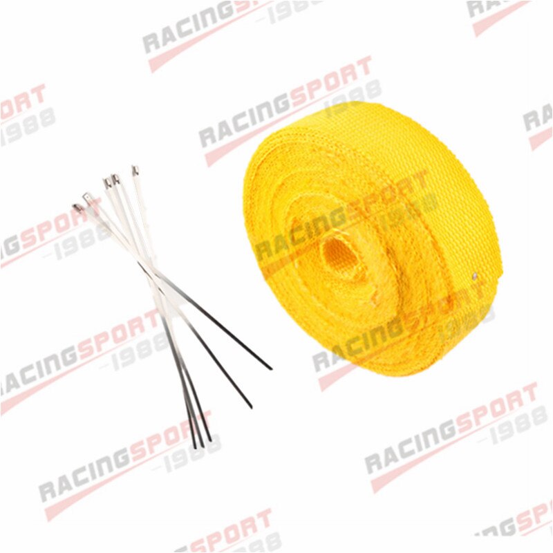 Cinta térmica de fibra de vidrio de 2 "y 25 pies de largo para envolver el calor, en amarillo, verde, negro, rojo, Azul, Morado, naranja, blanquea y 5 lazos