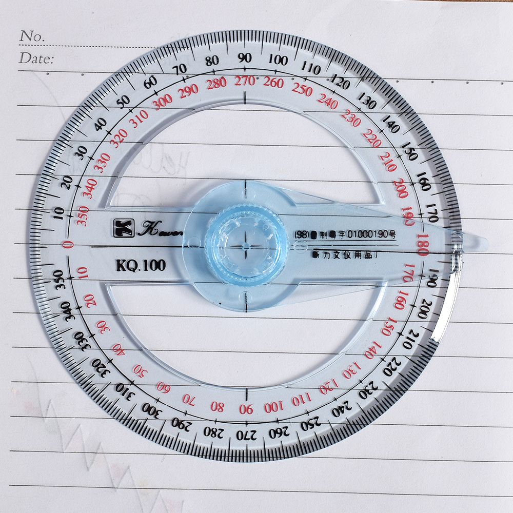 1PC Circular 10cm Transparent Plastic 360 Degree Pointer Protractor Ruler Angle For School Office Drafting Supplies Protractor