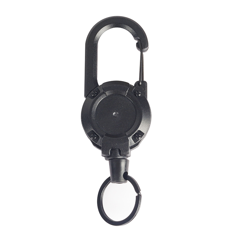 LLavero elástico para exteriores, cuerda de alambre de acero antirrobo, hebilla fácil de tirar, cuerda elástica, movimiento retráctil, antipérdida: Negro