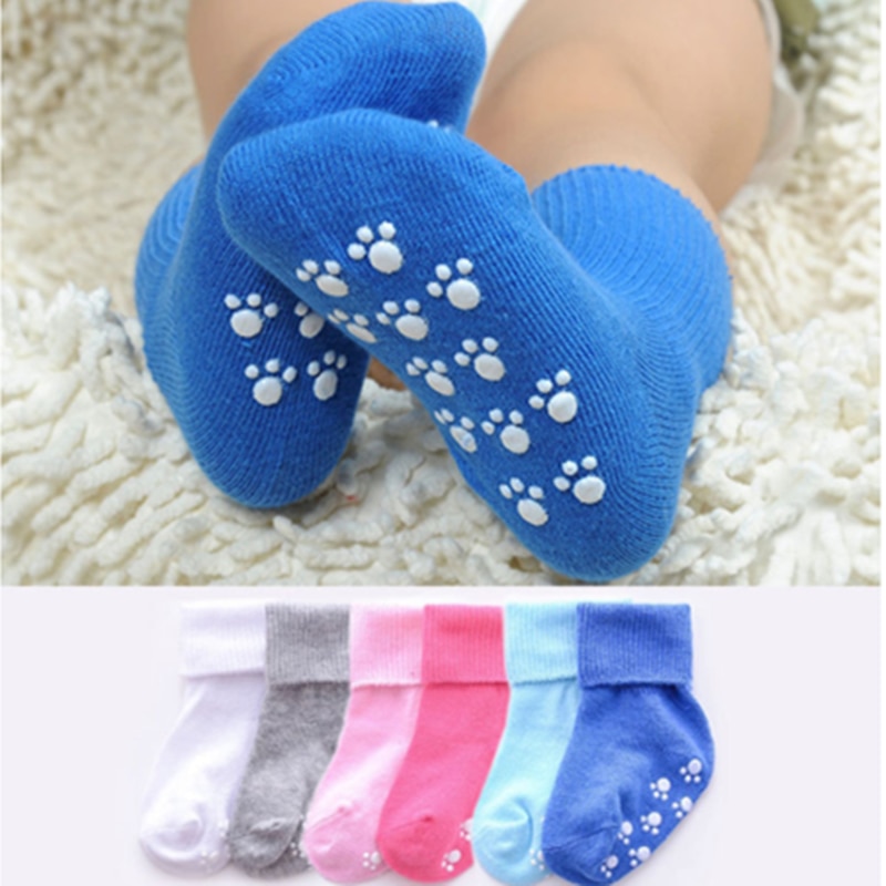 Couleur bonbon Silicone beau bébé garçon filles couleur unie chaussettes infantile bébé antidérapant chaussettes décontractées pour garçon filles chaussettes en coton