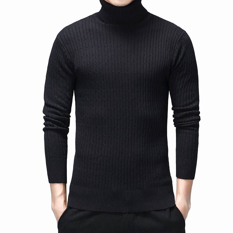 Winter Dikke Warm 100% Katoen Trui Mannen Coltrui Heren Truien Slim Fit Trui Mannen Klassieke Truien Pull Homme Casual Jas: black / XXL