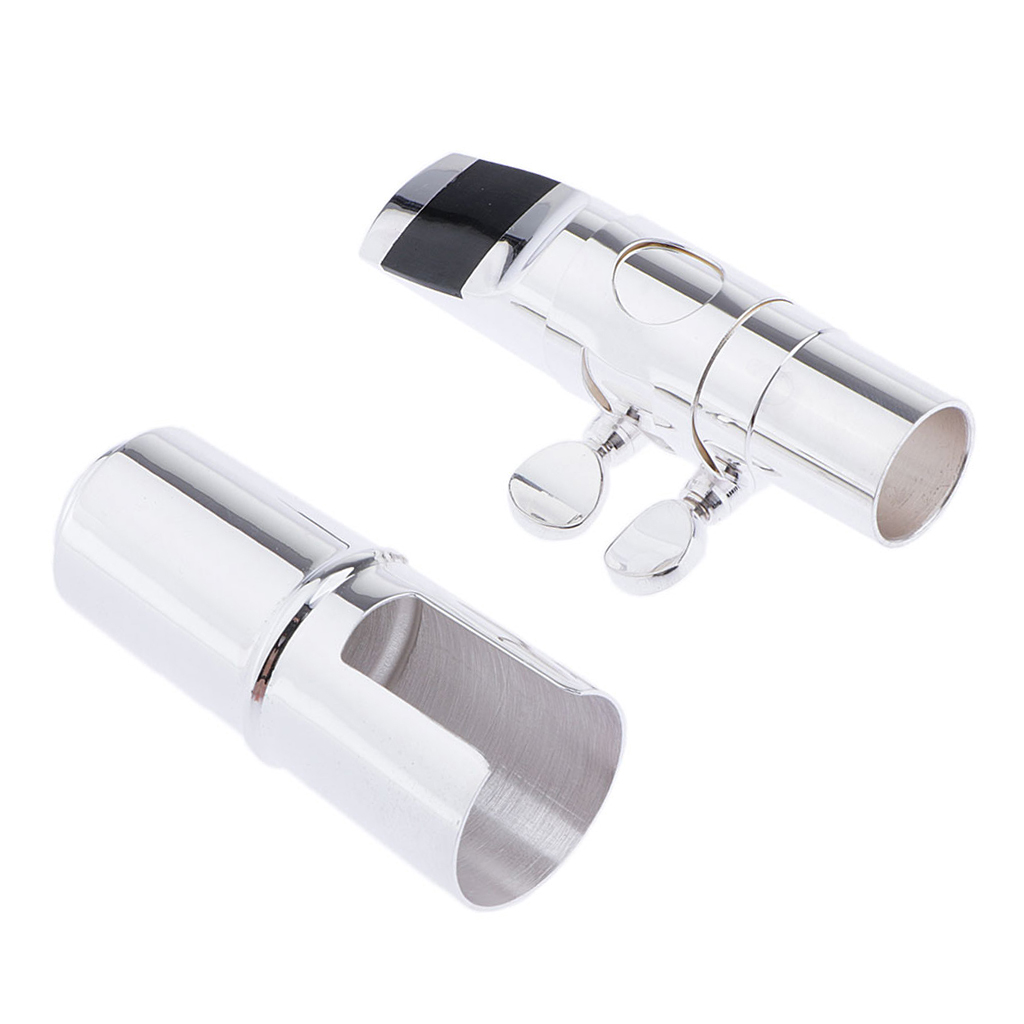 Sopraansaxofoon Mondstuk Kit Met Rietbinder En Dop Messing: Silver