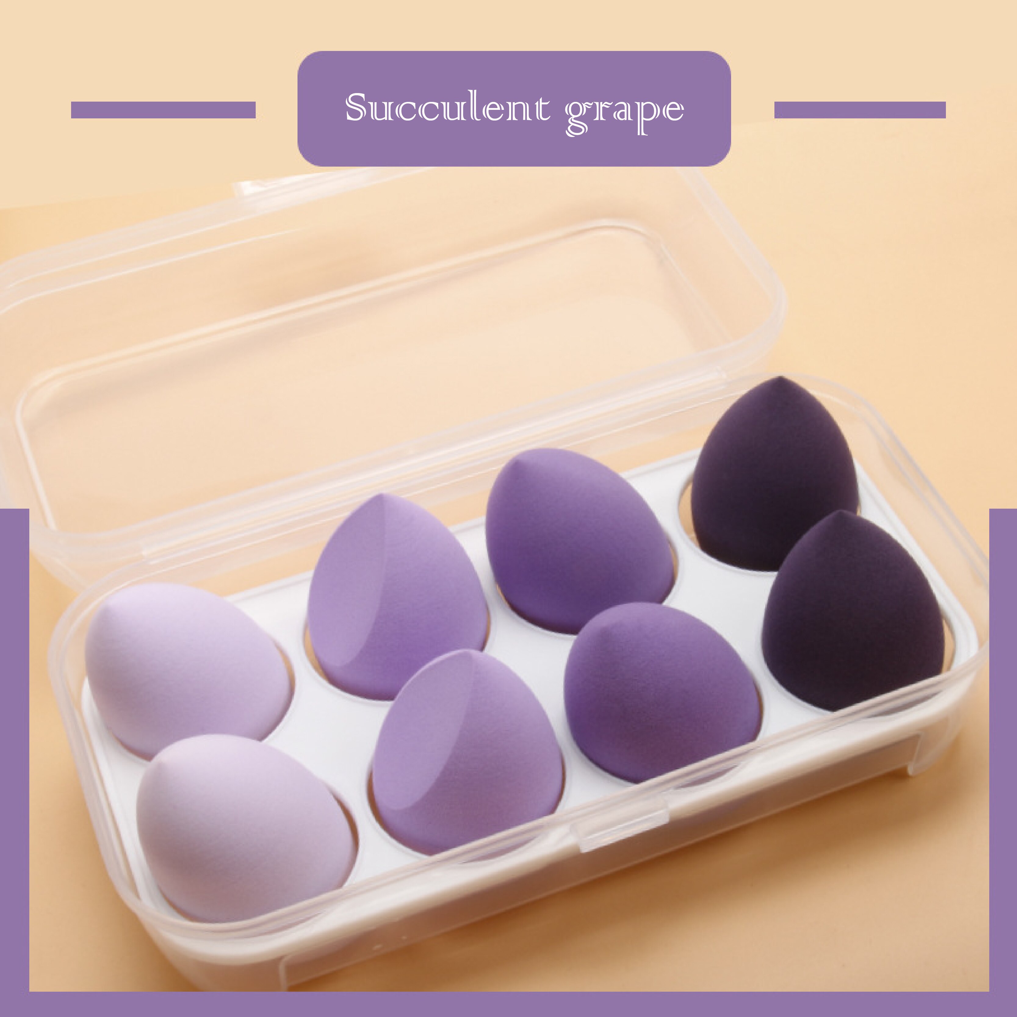 4/8pcs Beauty Egg Gourd Water Puff Makeup Egg Colorful Cushion Cosmestic Sponge Puff Wet and Dry Use Beauty Tool Set: Purple 8pcs