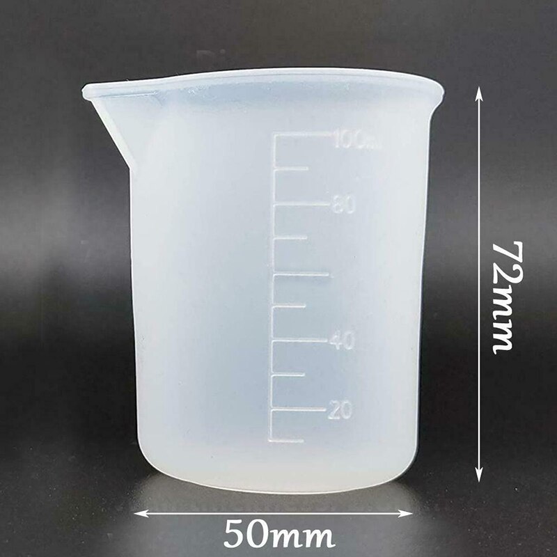 4pcs Silicone Measuring Cups White Mug Pour Spout Measuring Device 100ml Measuring Cup Resin Glue Tools For Kitchen Cake Making