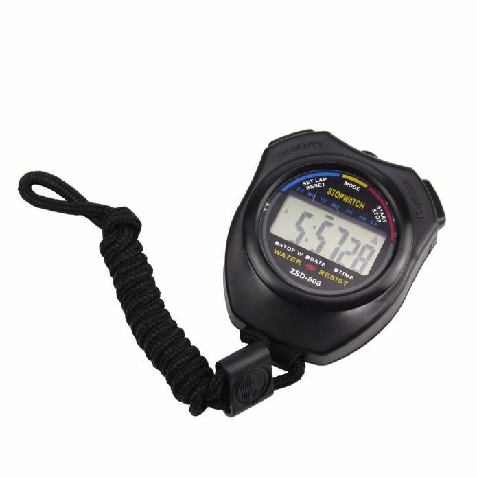 Waterdichte Digitale LCD Stopwatch Chronograaf Timer Teller Sport Alarm Stopwatch Timer Stop Horloge Met String #10