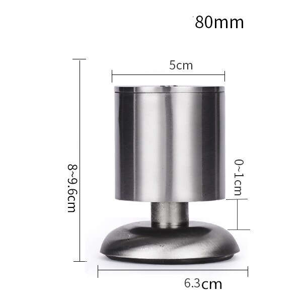 4pcs 80-200mm Furniture Adjustable Cabinet Legs with Rubber mat Stainless Steel Furniture Legs Cabinet Table Sofa Bed Feet: 80mm