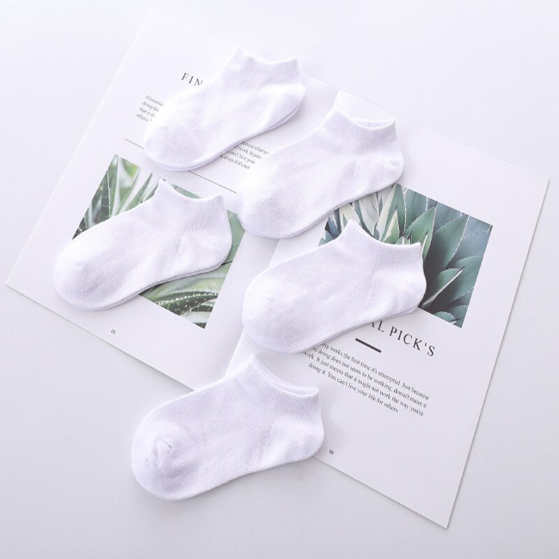 5 Paare/los Baby Weiß Kind Kurze Socken Frühling Stil Solide Dünne, Weiche Baumwolle freundlicher Für Jungen Mädchen Sport Studenten Socken