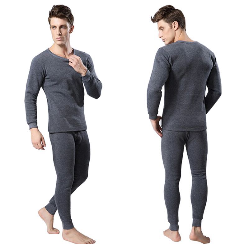 Winter Warm Long Johns Set Men Cotton Thermal Underwear Sets Tops Bottom Wear 3 Colors Feme