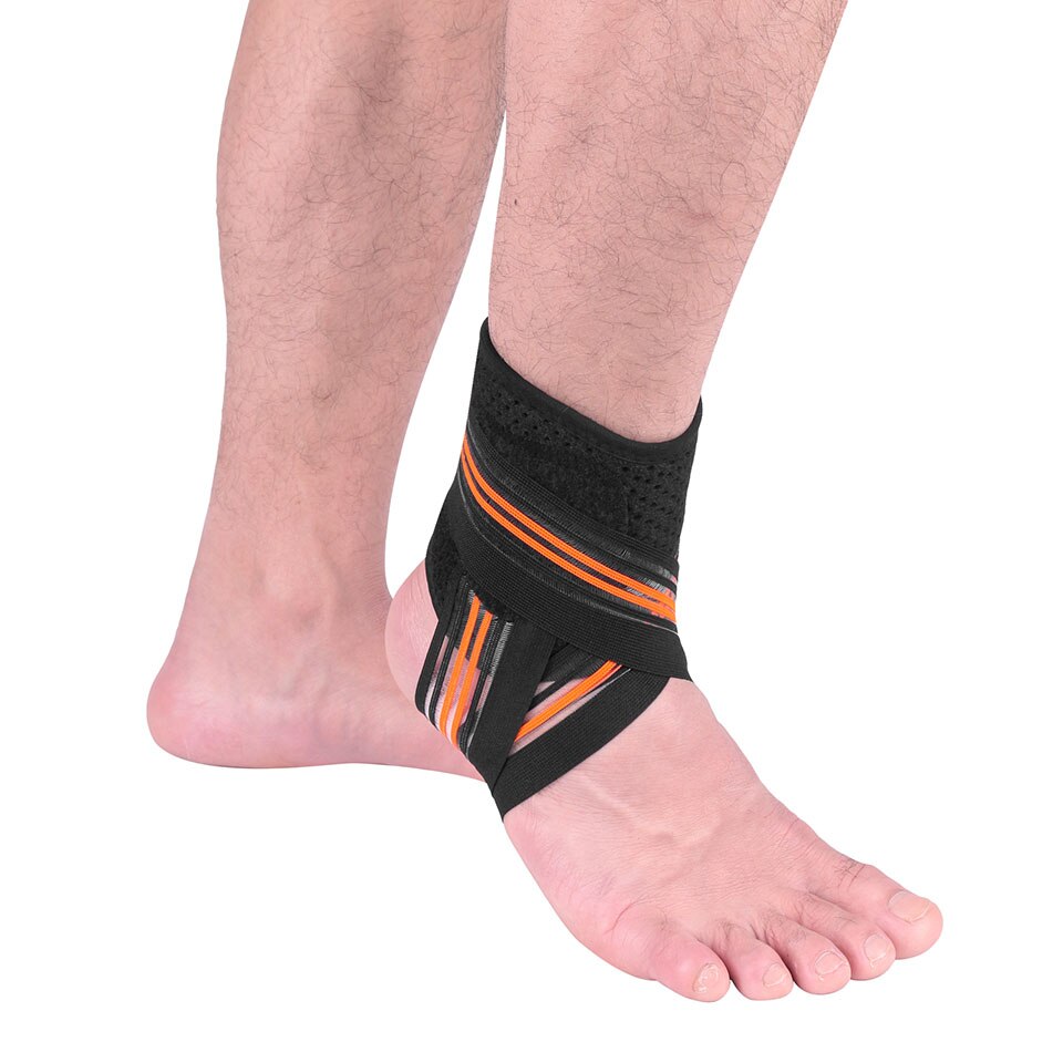 Kokossi uma peça de proteção futebol tornozelo apoio basquete tornozelo cinta compressão cinta cinto tornozelo protetor: Black Orange / One Left