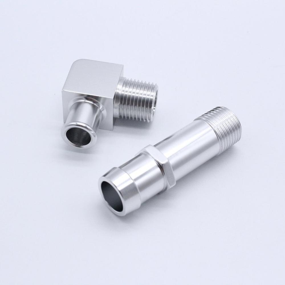 Chromed Aluminum Heater Hose Fitting Kit Heating Hose Accessories 3/4 Water Pump 5/8 90 Degree Water Inlet Aluminum