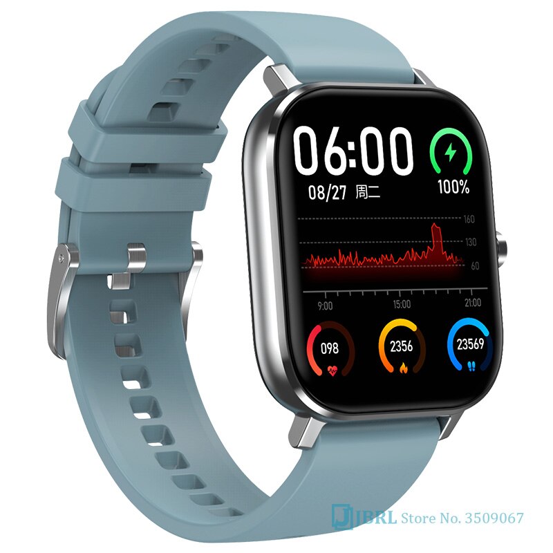 sport ecg firkantet digital klokke menn kvinner bluetooth samtale besvare digital armbåndsur dame stål passe klokker herre android ios: Dt35 sølvblå sil