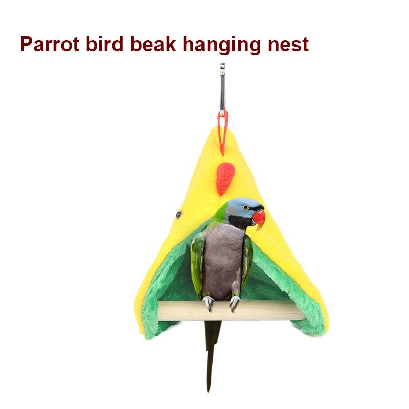 ! Papegaai Hangmat Met Staande Stok Vogel Tent Pluche Opknoping Nest Verdikte Warme Driehoek Snavel Papegaai Nest Dierbenodigdheden