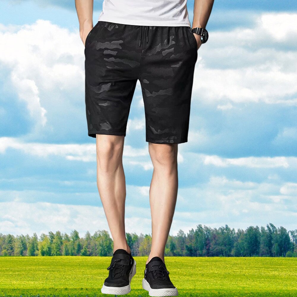 1pc herren-badeshorts, camouflage-sportshorts, verstellbarer riemen, strandbekleidung, größe 3xl: 4xl