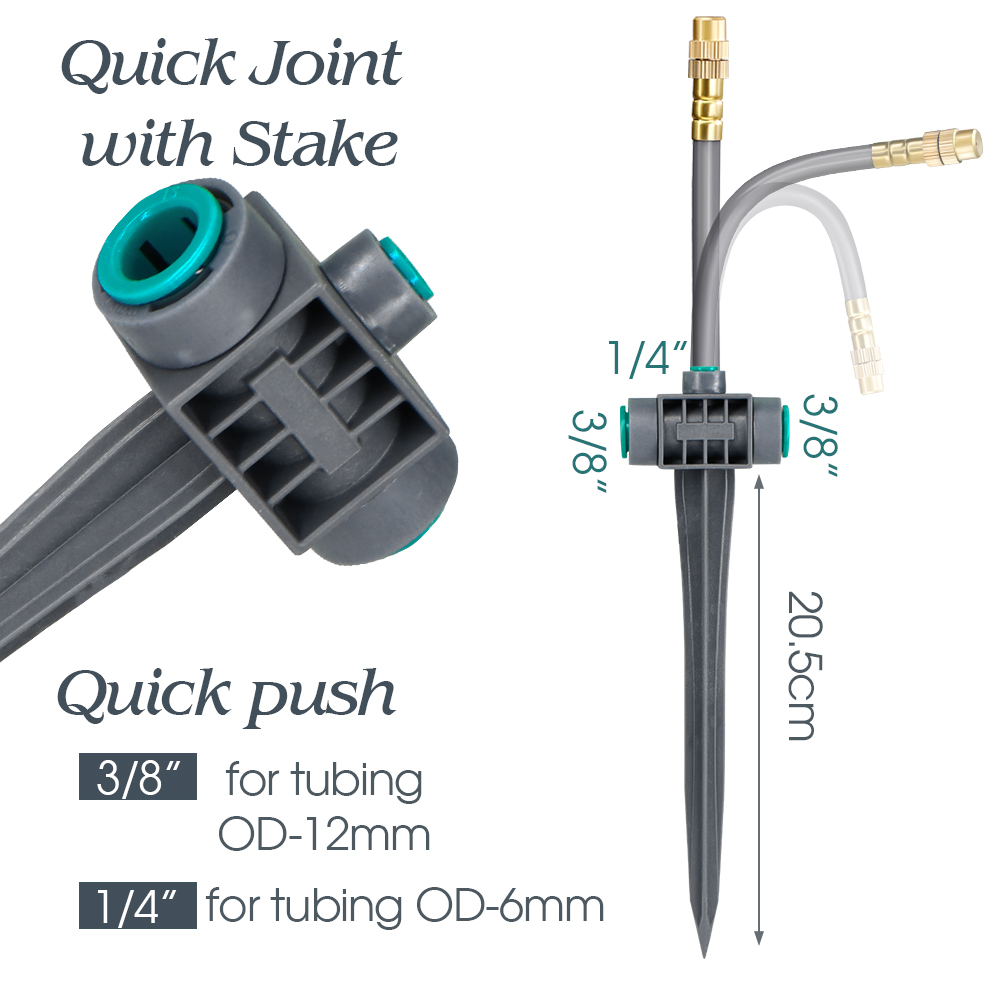 Hage 20-50cm fleksible dyser tåkespray vanningssystem for potteplanter 17.5cm- stavs sprinkler automatisk kjøle- og vanningssett