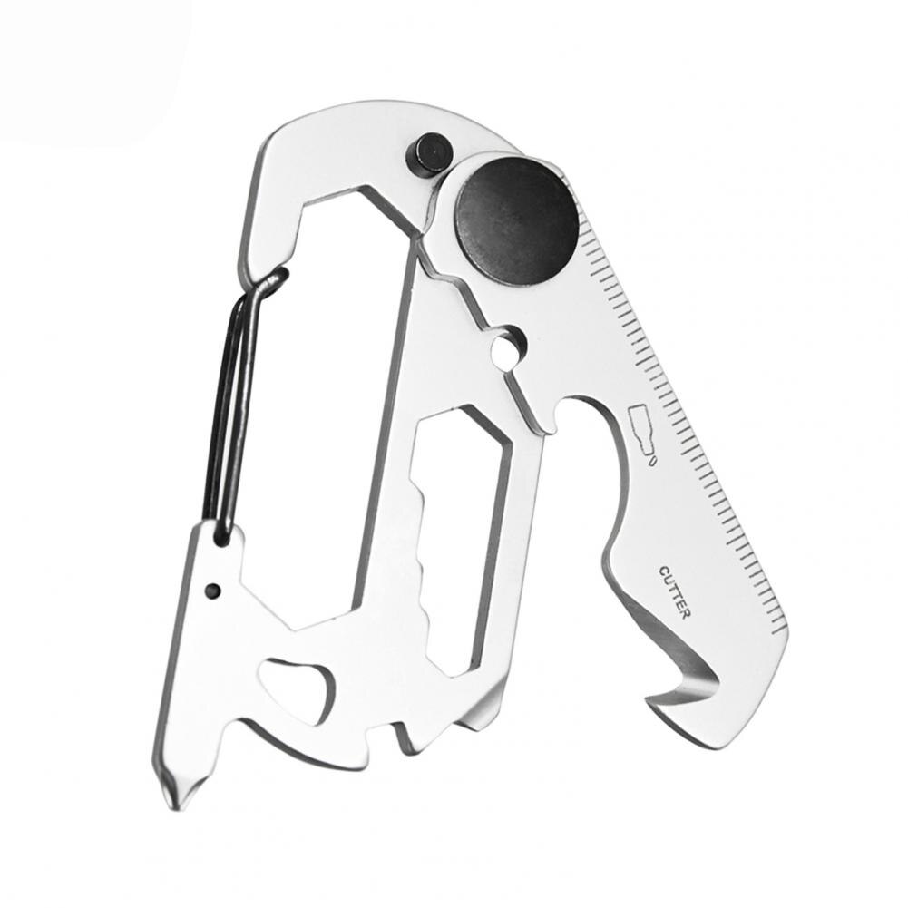 Hiking Climbing Stainless Steel Keychain Multi Tool Carabiner Bottle Opener