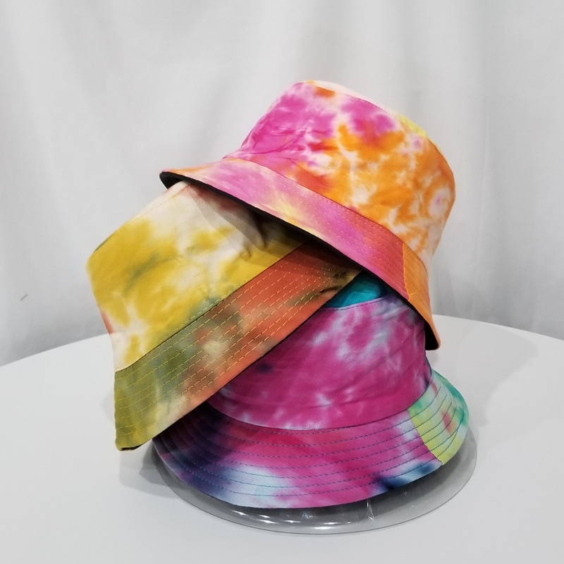 Unisex sommar vändbara svart vit regnbåge färg tryckta fiskare kepsar hink hattar gorro pescador män kvinnor
