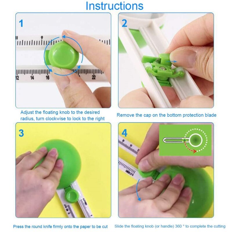 Round Cutting Knife Patchwork Compass Circle Cutter Scrapbooking Cutters Circular Paper Scrapbooking Cards Cutter Circular