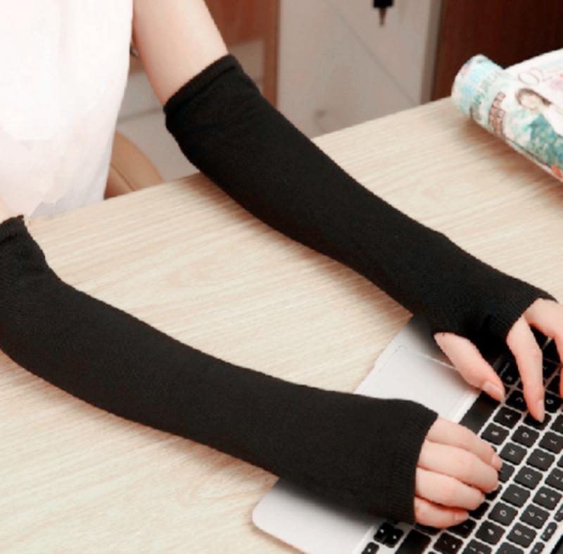 Punk Rock gótico guantes sin dedos de brazo largo más cálidos