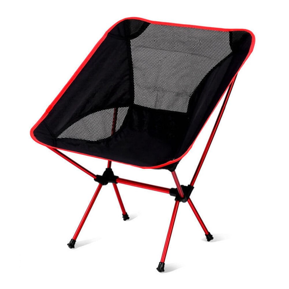 Camping folde måne stole udendørs fiskeri strande ryglæn sæde camping grill stole have ultralette kontor møbler til hjemmet: Rød