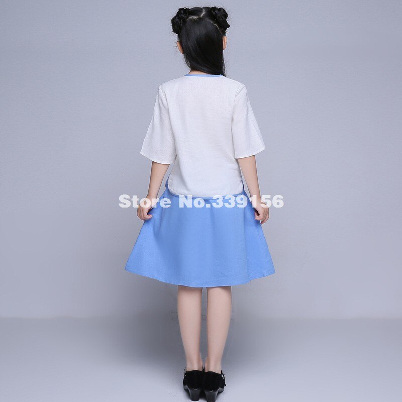 Nuovi Bambini Cinese Antico Abbigliamento Studente Ragazze Tradizionale Cinese Ming Abiti Lolita costume impostato superiore + gonna